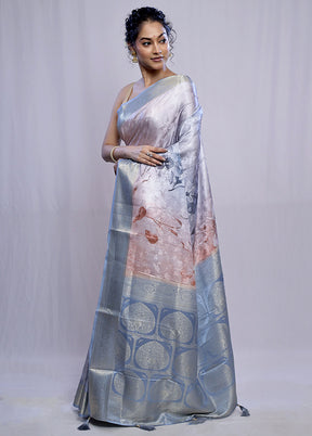 Grey Dupion Silk Saree With Blouse Piece - Indian Silk House Agencies