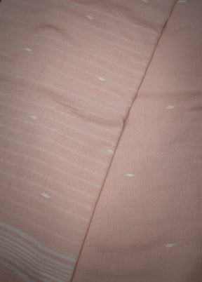 Peach Khadi Cotton Saree With Blouse Piece - Indian Silk House Agencies