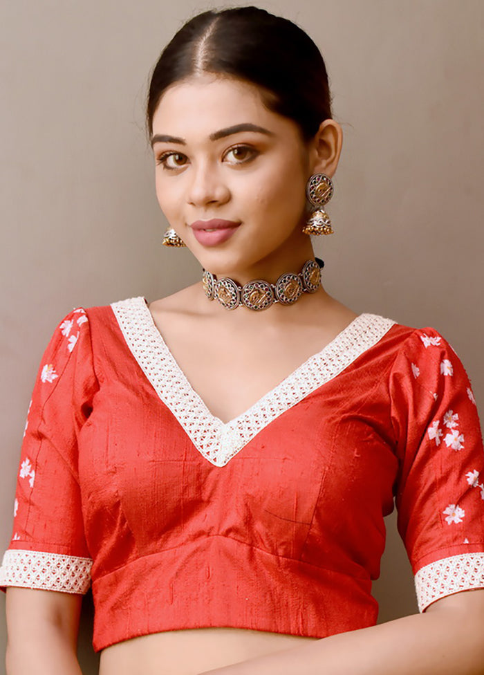 Red Silk Designer Blouse - Indian Silk House Agencies