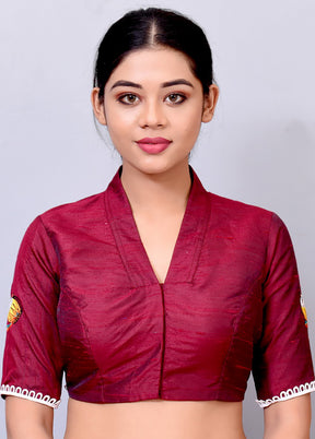 Magenta Silk Designer Blouse - Indian Silk House Agencies