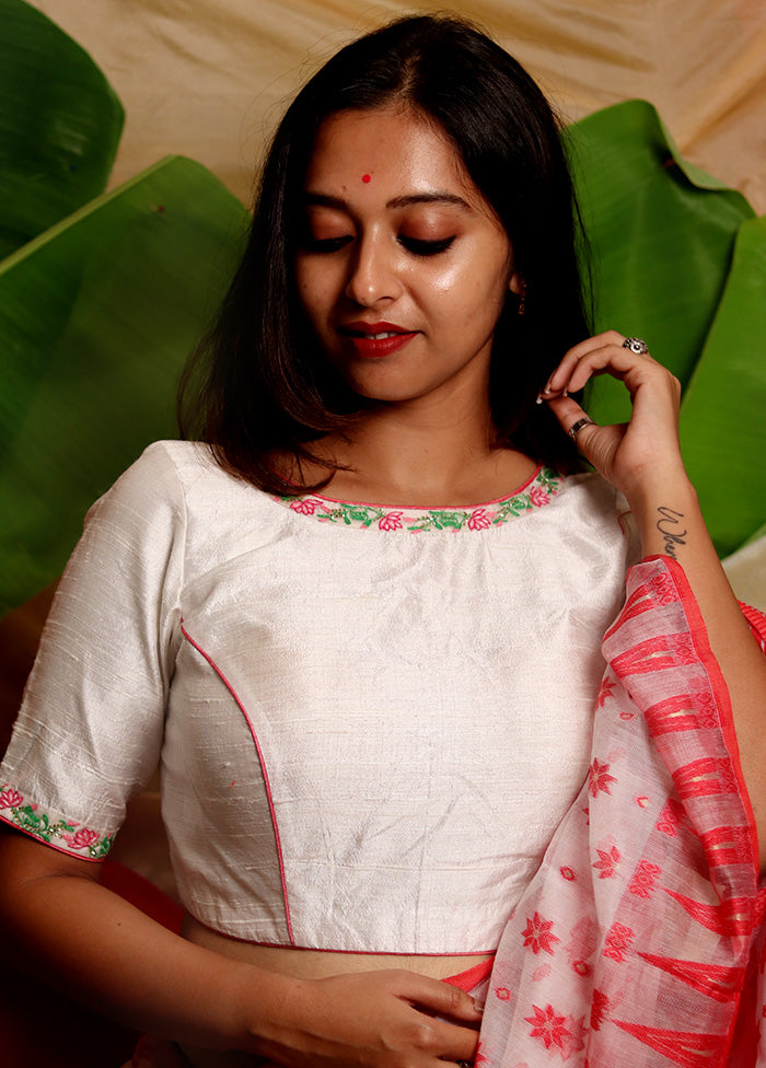 White Silk Designer Blouse - Indian Silk House Agencies