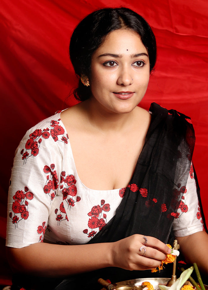 White Silk Designer Blouse - Indian Silk House Agencies