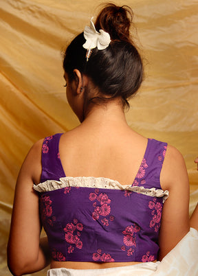 Purple Cotton Silk Designer Blouse - Indian Silk House Agencies