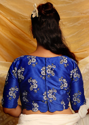 Royal Blue Silk Designer Blouse - Indian Silk House Agencies