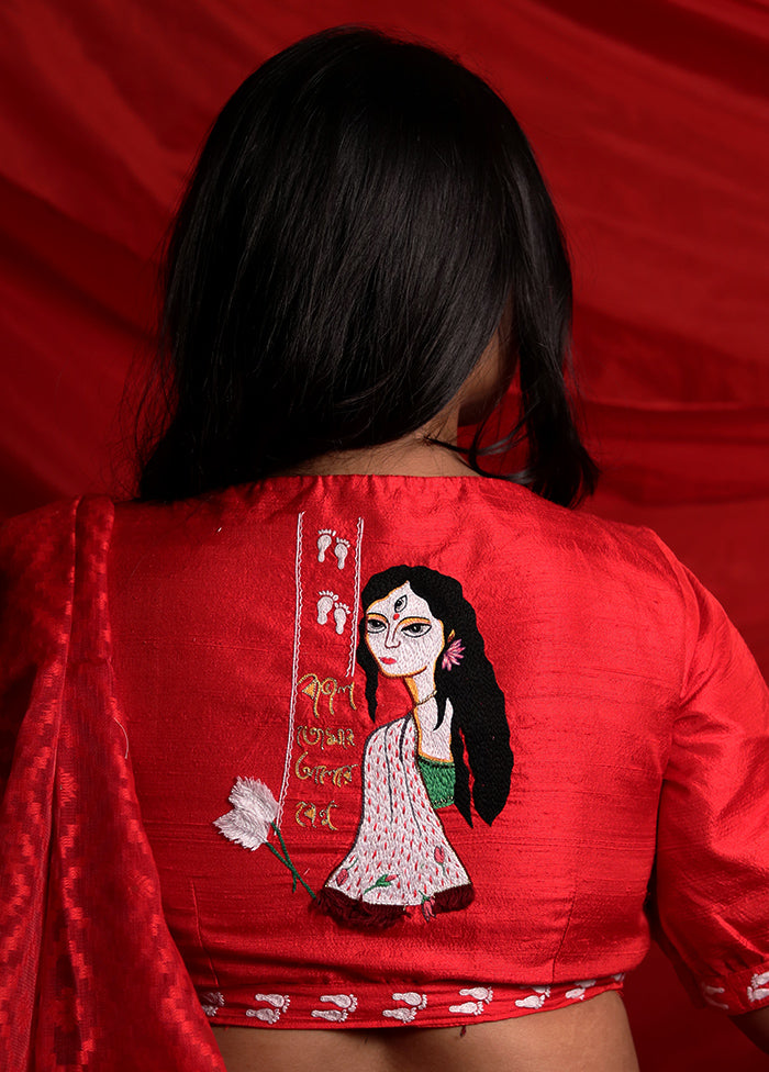 Red Silk Designer Blouse - Indian Silk House Agencies