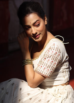 White Silk Designer Blouse - Indian Silk House Agencies