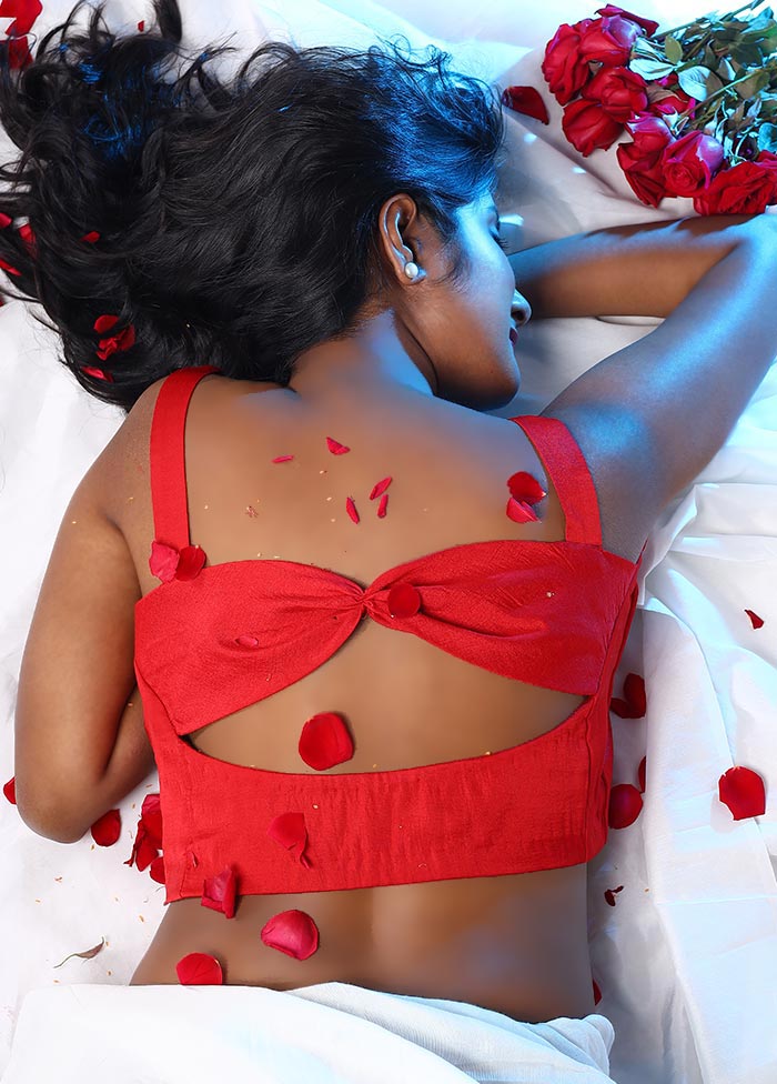 Red Pure Silk Designer Blouse - Indian Silk House Agencies