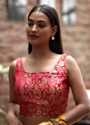 Red Brocade Designer Blouse - Indian Silk House Agencies