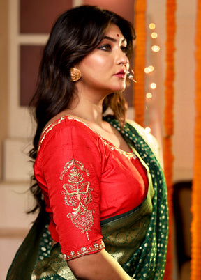 Red Zardosi Work Silk Designer Blouse - Indian Silk House Agencies