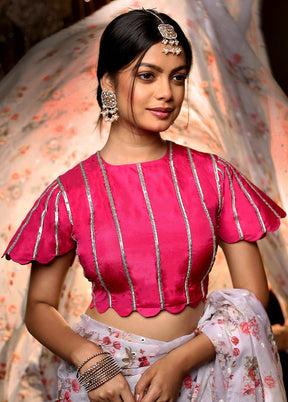 Pink Lace Work Silk Designer Blouse - Indian Silk House Agencies