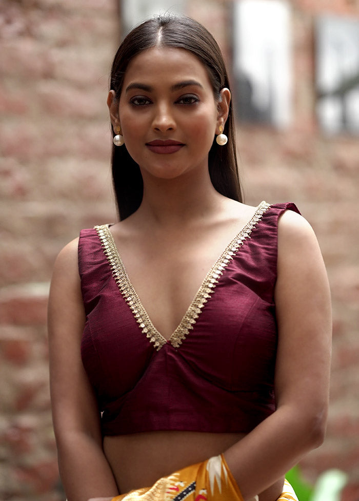 Maroon Dupion Silk Designer Blouse - Indian Silk House Agencies