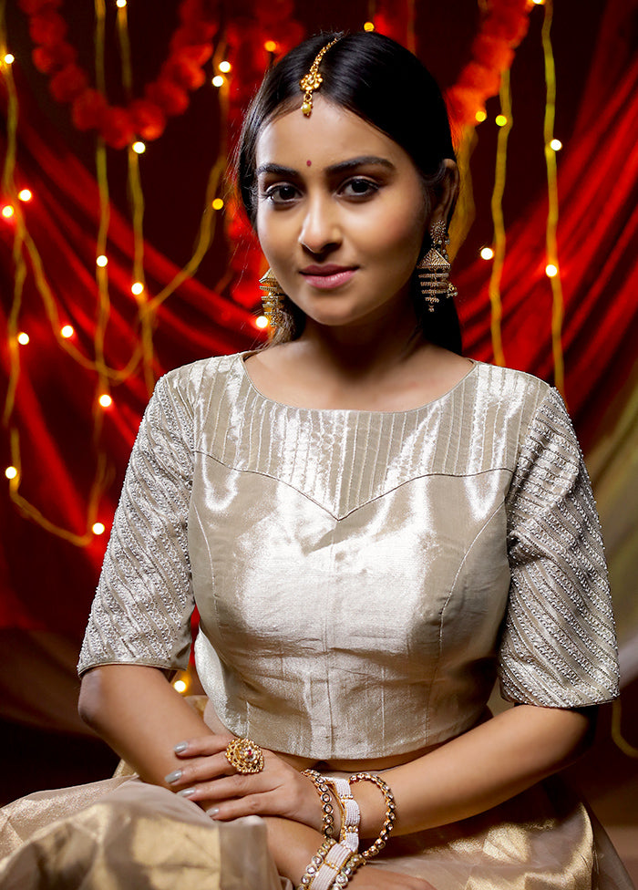 Silver Tissue Designer Blouse - Indian Silk House Agencies