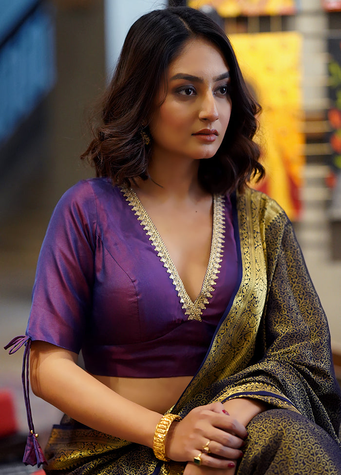 Purple Silk Designer Blouse - Indian Silk House Agencies