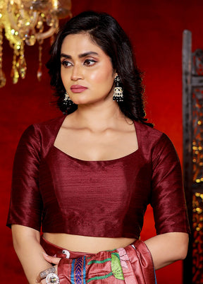 Maroon Dupion Silk Designer Blouse - Indian Silk House Agencies