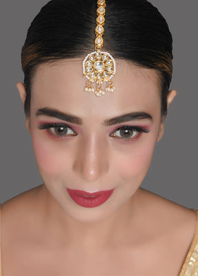 Gold Tone Kundan Maang Tikka With Pearls - Indian Silk House Agencies