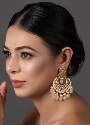 Cream Handcrafted Kundan Chandbali - Indian Silk House Agencies