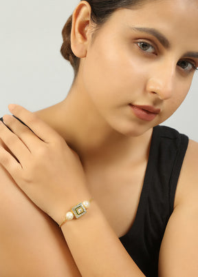 Handcrafted Kundan Studded Bracelet With Pearls - Indian Silk House Agencies