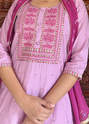 3 Pc Pink Readymade Viscose Suit Set - Indian Silk House Agencies
