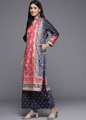 2 Pc Navy Blue Readymade Velvet Kurti Set - Indian Silk House Agencies