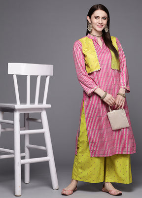 2 Pc Pink Readymade Velvet Kurti Set - Indian Silk House Agencies