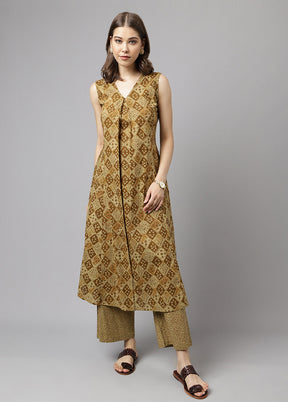 2 Pc Mehendi Readymade Cotton Kurti Set - Indian Silk House Agencies