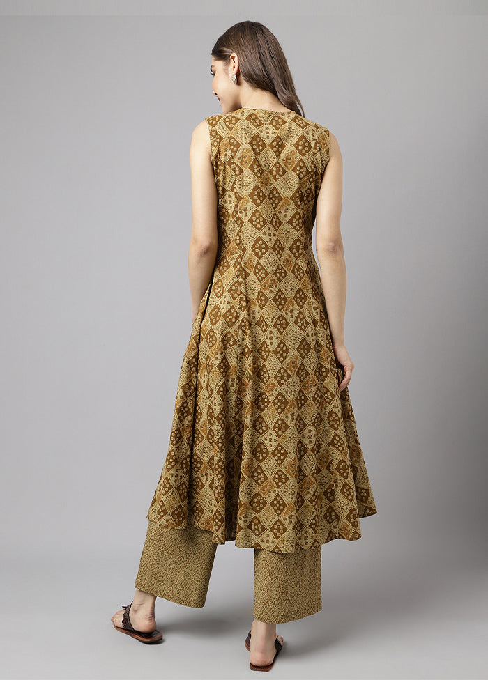 2 Pc Mehendi Readymade Cotton Kurti Set - Indian Silk House Agencies