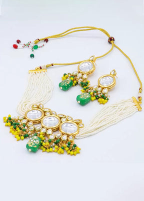 Green Beaded Polki Kundan Choker Set - Indian Silk House Agencies