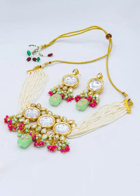 Green Beaded Polki Kundan Choker Set - Indian Silk House Agencies