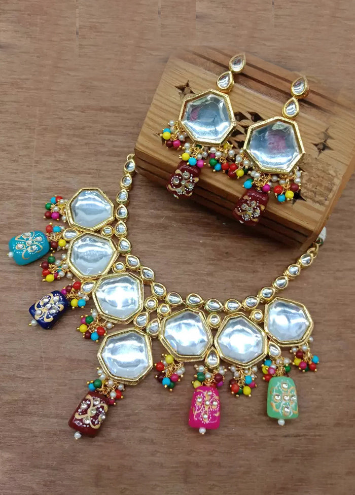 Multicolor Polki Kundan Choker Set - Indian Silk House Agencies