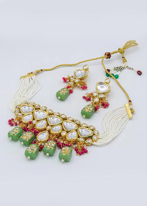 Mint Green Beaded Kundan Choker Set - Indian Silk House Agencies