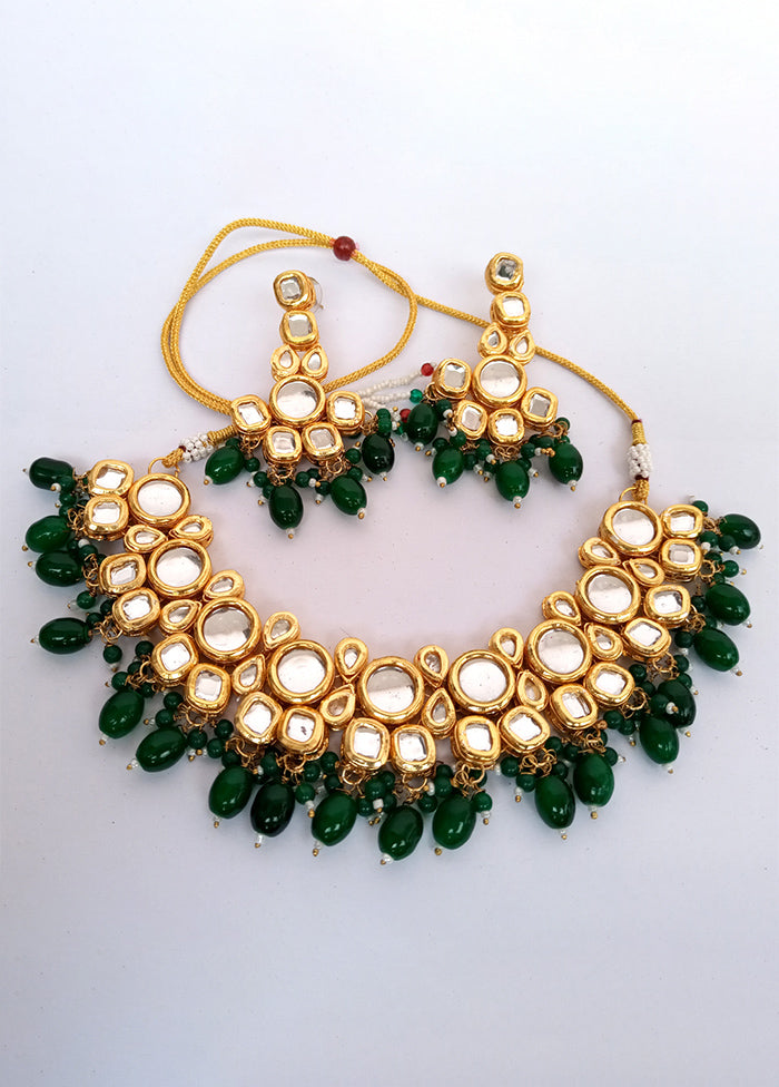 Kundan Studded Green Jewellery Set - Indian Silk House Agencies
