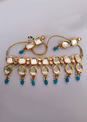 Kundan Studded Sky Blue Jewellery Set - Indian Silk House Agencies