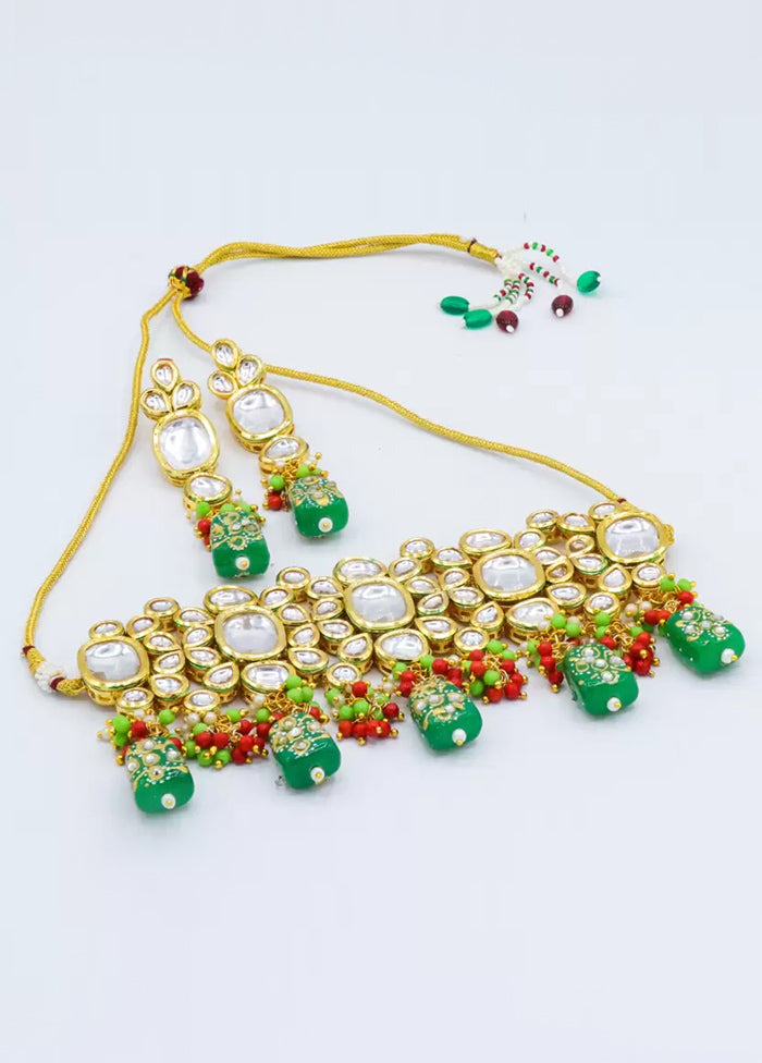 Green Kundan Jewellery Set - Indian Silk House Agencies
