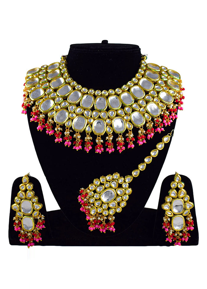 White Kundan Jewellery Set With Mangtika - Indian Silk House Agencies