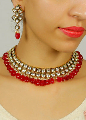 Hand Crafted Base Metal Alloy Gold Plated Kundan Stone Studded Jewellery Sets - Indian Silk House Agencies