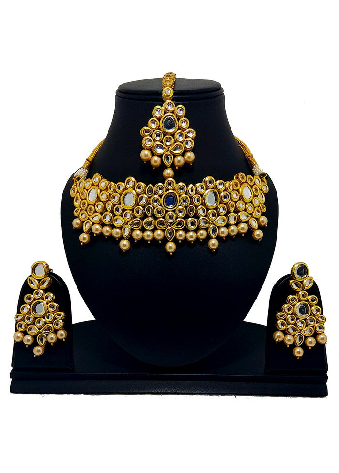 Hand Crafted Base Metal Alloy Gold Plated Kundan Stone Studded Jewellery Sets - Indian Silk House Agencies