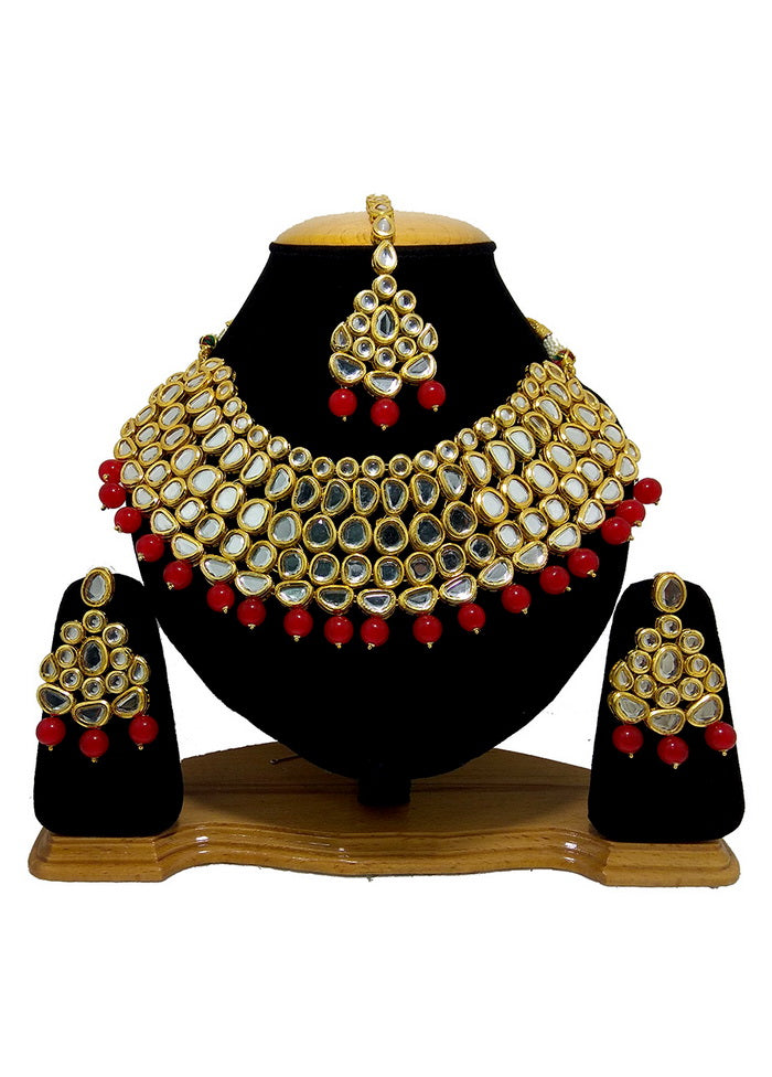 Hand Crafted Base Metal Alloy Gold Plated Kundan Stone Studded Jewellery Sets - Indian Silk House Agencies