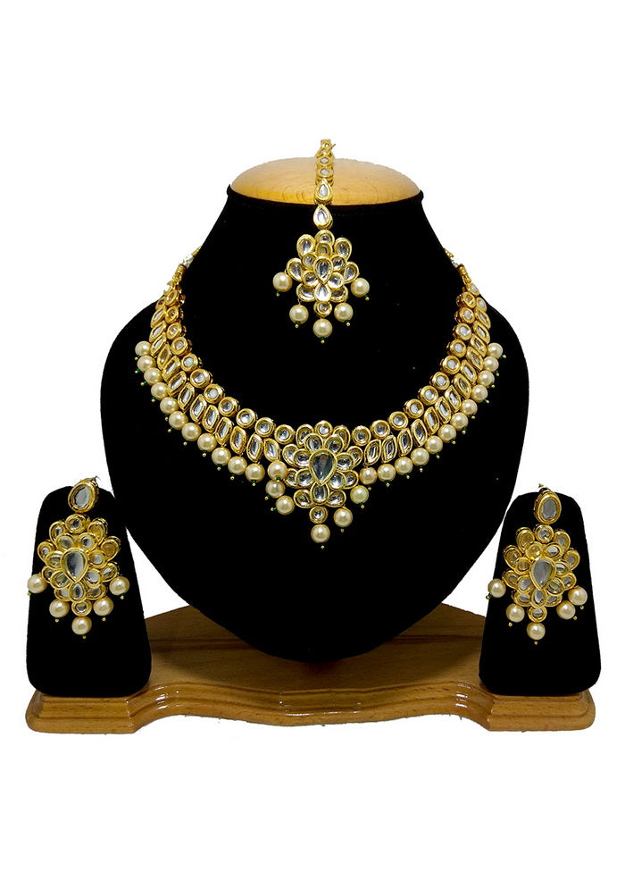 Hand Crafted Base Metal Alloy Gold Plated Kundan Stone Studded Jewellery Sets - Indian Silk House Agencies