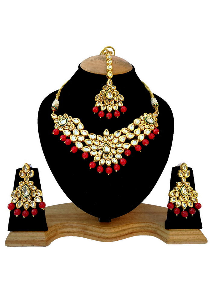 Hand Crafted Base Metal Alloy Gold Plated Kundan Stone Studded Jewellery Sets - Indian Silk House Agencies