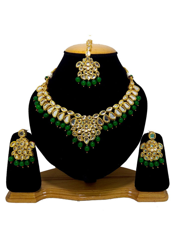 Hand Crafted Base Metal Alloy Gold Plated Kundan Stone Studded Jewellery Sets - Indian Silk House Agencies