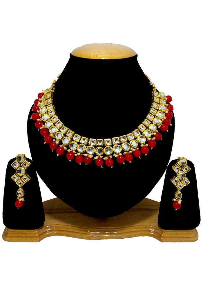 Hand Crafted Base Metal Alloy Gold Plated Kundan Stone Studded Jewellery Sets - Indian Silk House Agencies