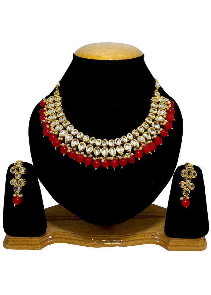Hand Crafted Base Metal Alloy Gold Plated Kundan Stone Studded Jewellery Sets - Indian Silk House Agencies