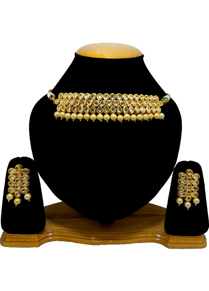 Hand Crafted Base Metal Alloy Gold Plated Kundan Stone Studded Jewellery Sets - Indian Silk House Agencies