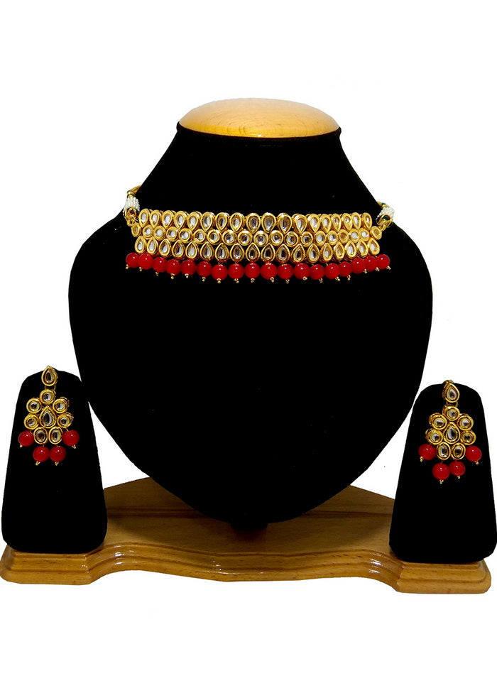 Hand Crafted Base Metal Alloy Gold Plated Kundan Stone Studded Jewellery Sets - Indian Silk House Agencies