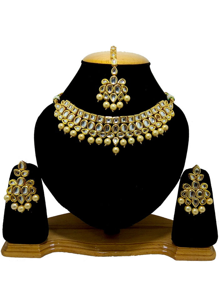 Hand Crafted Base Metal Alloy Gold Plated Kundan Stone Studded Jewellery Sets - Indian Silk House Agencies
