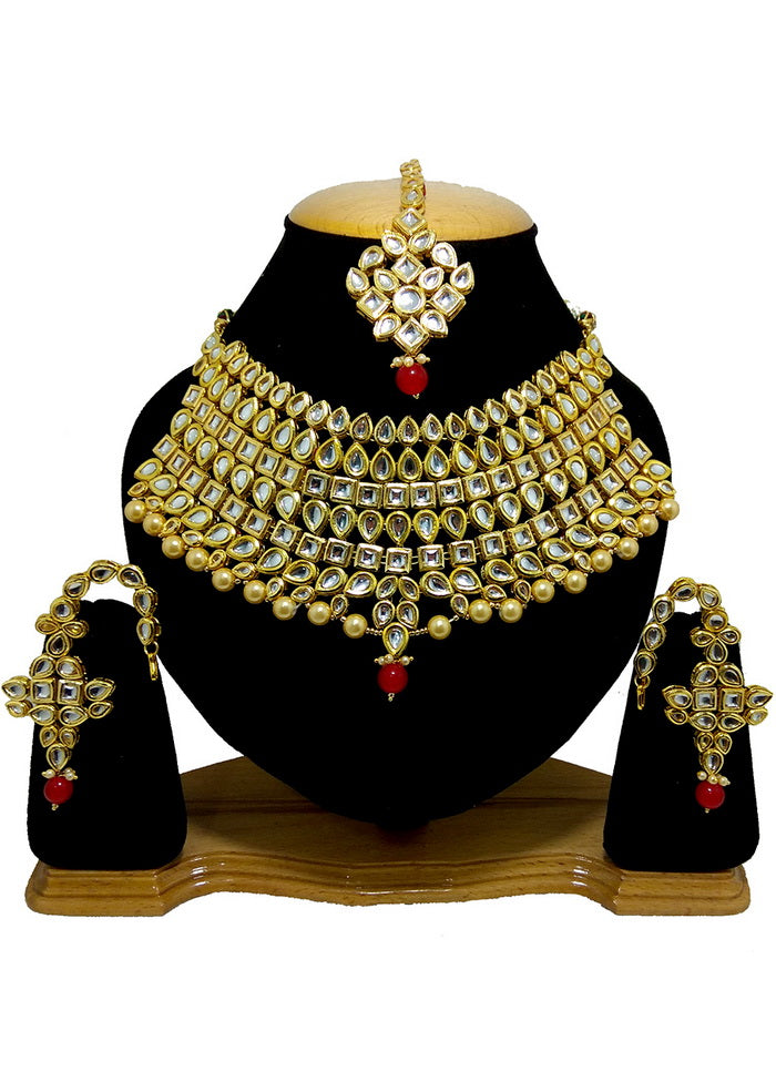 Hand Crafted Base Metal Alloy Gold Plated Kundan Stone Studded Jewellery Sets - Indian Silk House Agencies