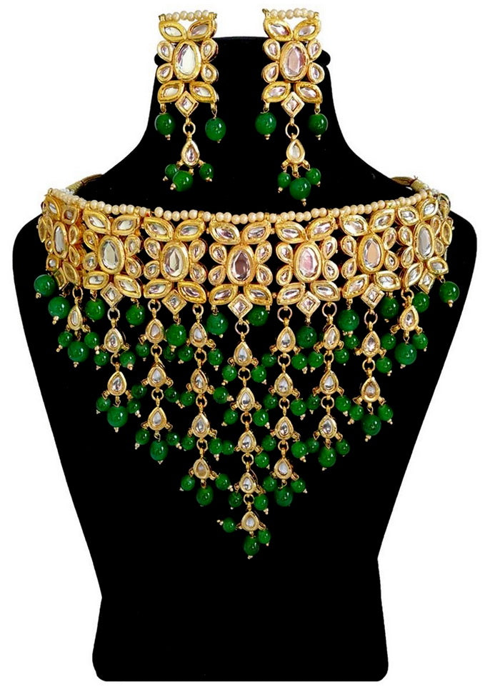 Hand Crafted Base Metal Alloy Gold Plated Kundan Stone Studded Jewellery Sets - Indian Silk House Agencies
