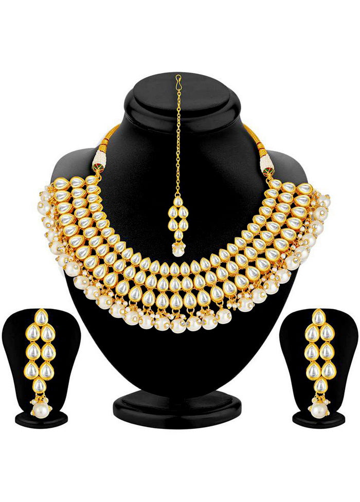 Hand Crafted Base Metal Alloy Gold Plated Kundan Stone Studded Jewellery Sets - Indian Silk House Agencies