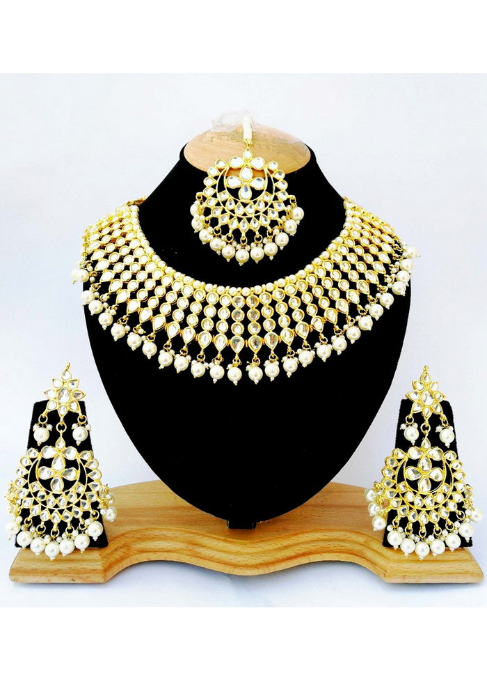 Hand Crafted Base Metal Alloy Gold Plated Kundan Stone Studded Jewellery Sets - Indian Silk House Agencies