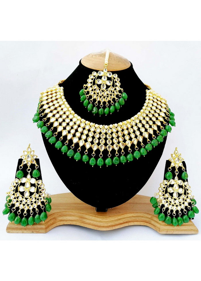 Hand Crafted Base Metal Alloy Gold Plated Kundan Stone Studded Jewellery Sets - Indian Silk House Agencies